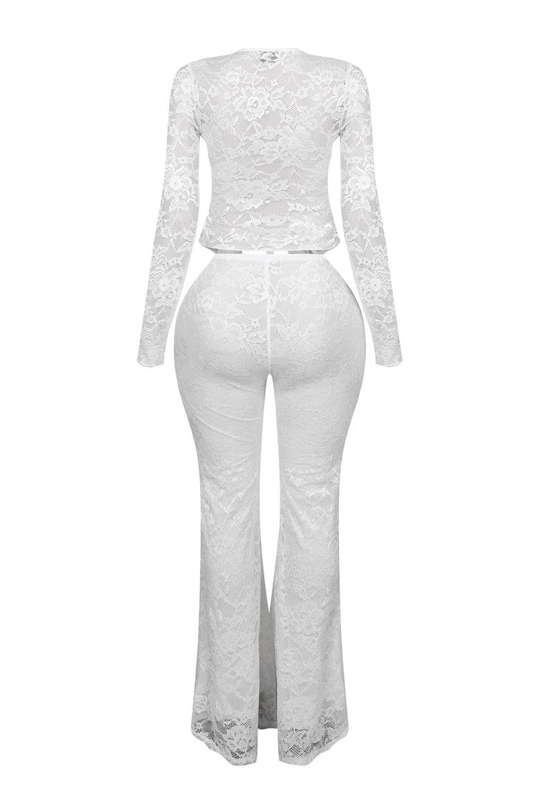 Lace Top & Wide Pants SET