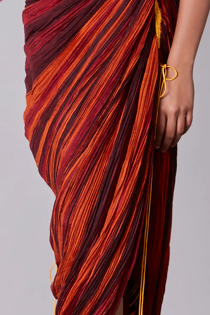 Printed Multicolor Pleated Irregular Dress