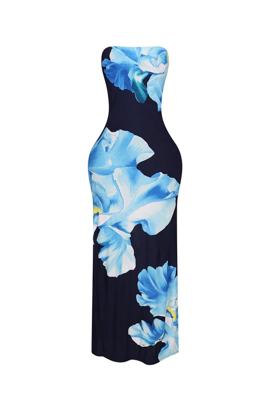 Floral Printed Tube Maxi Dress
