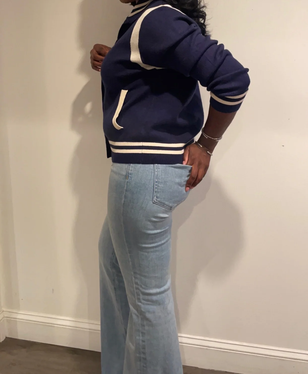 Knit button bomber jacket