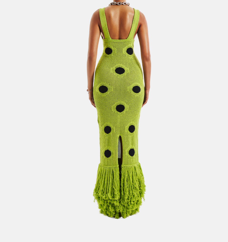 Hollow design knitted long skirt