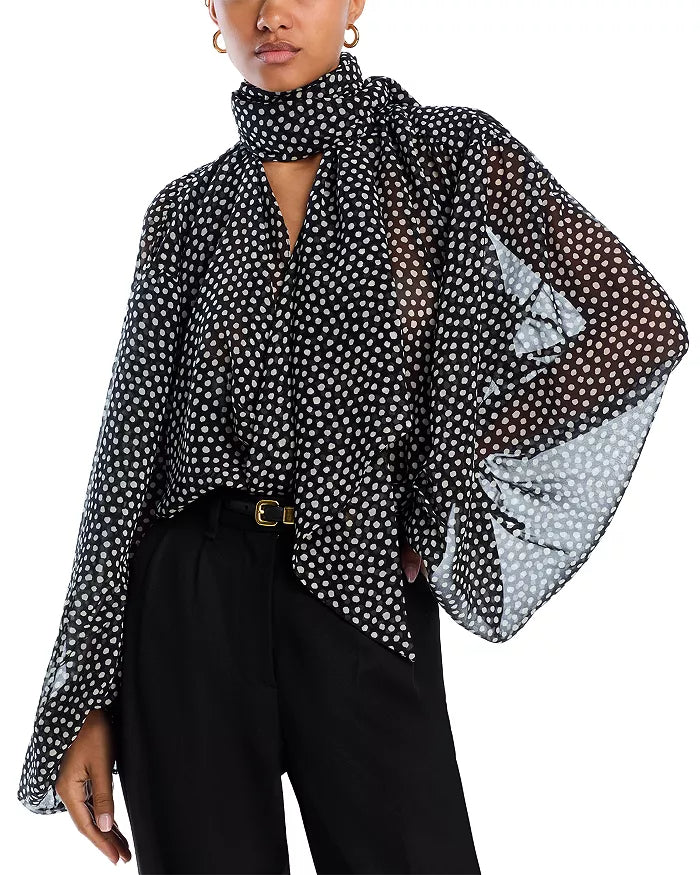 Polka dot chiffon shirt