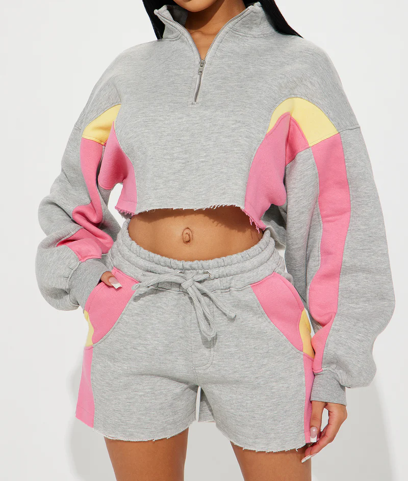 Casual Zipper Jacket + Shorts Set