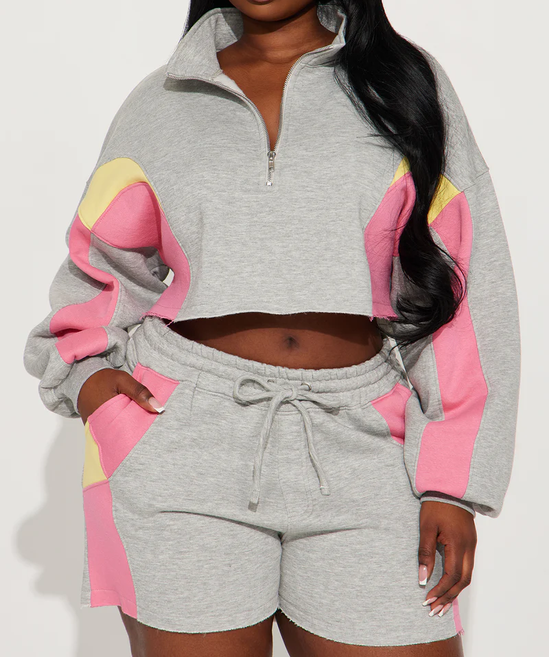 Casual Zipper Jacket + Shorts Set