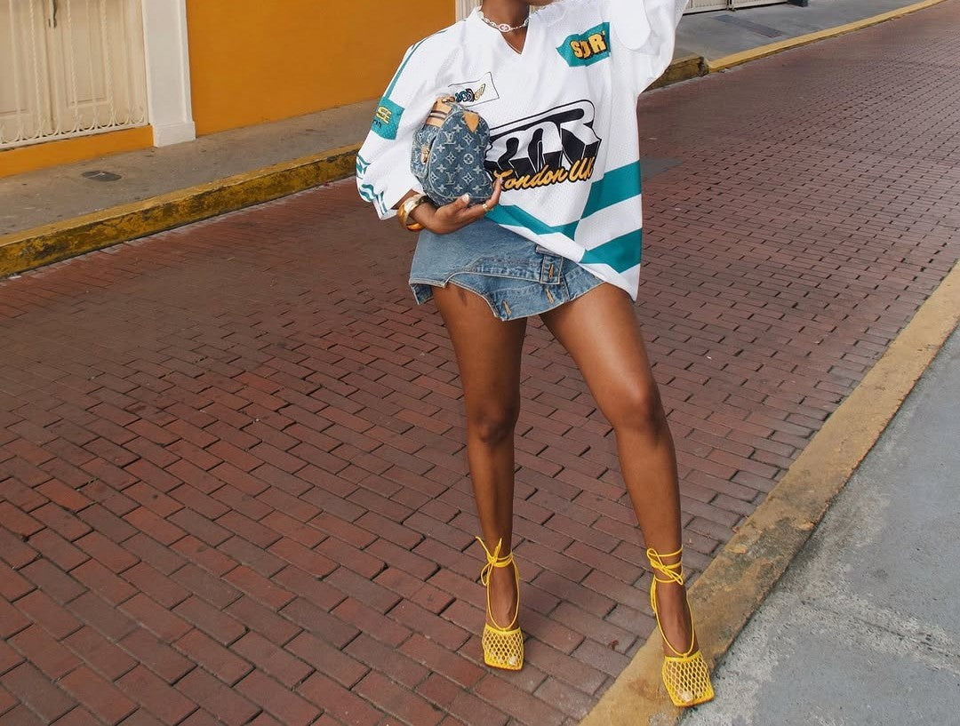 OVERSIZED FOOTBALL TOP in WHITE