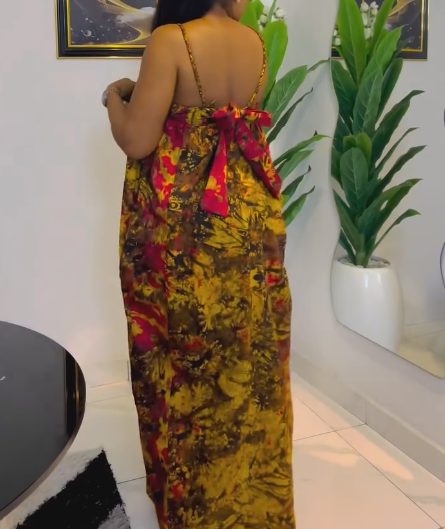 Back Butterfly Printed Suspender Dress