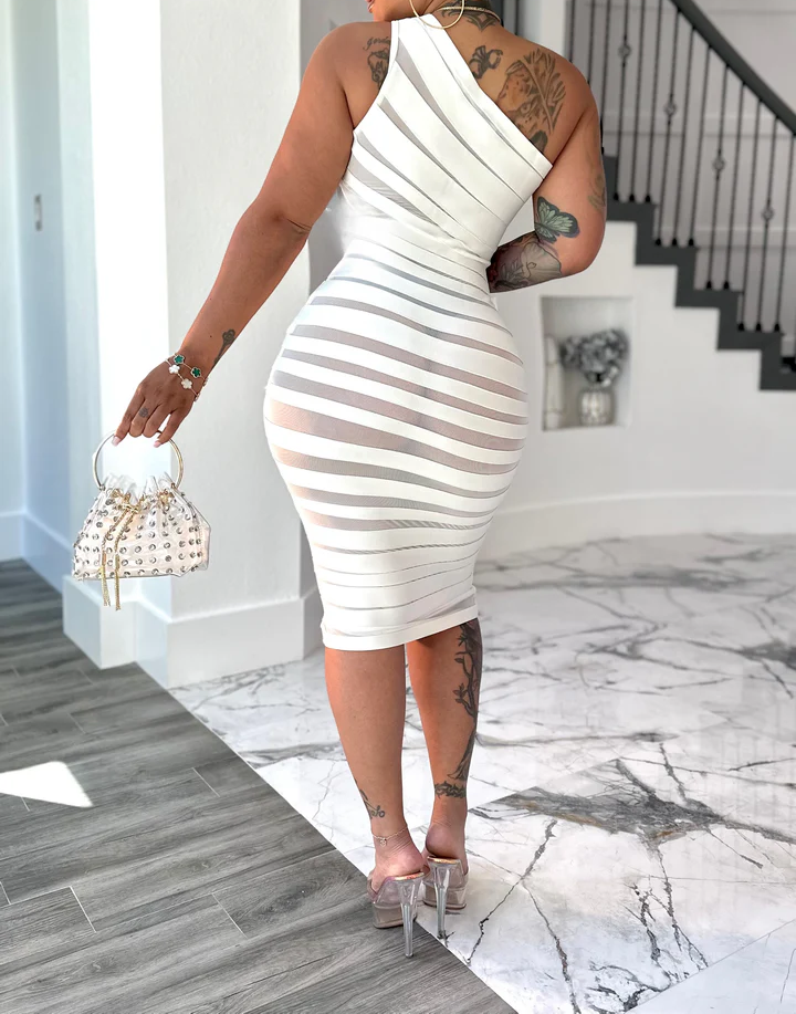 Off-shoulder bandage dress