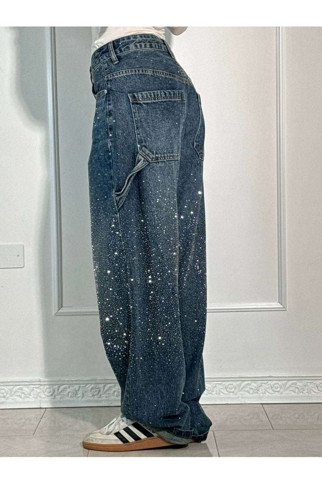 Starry Rhinestone Jeans Casual Pants