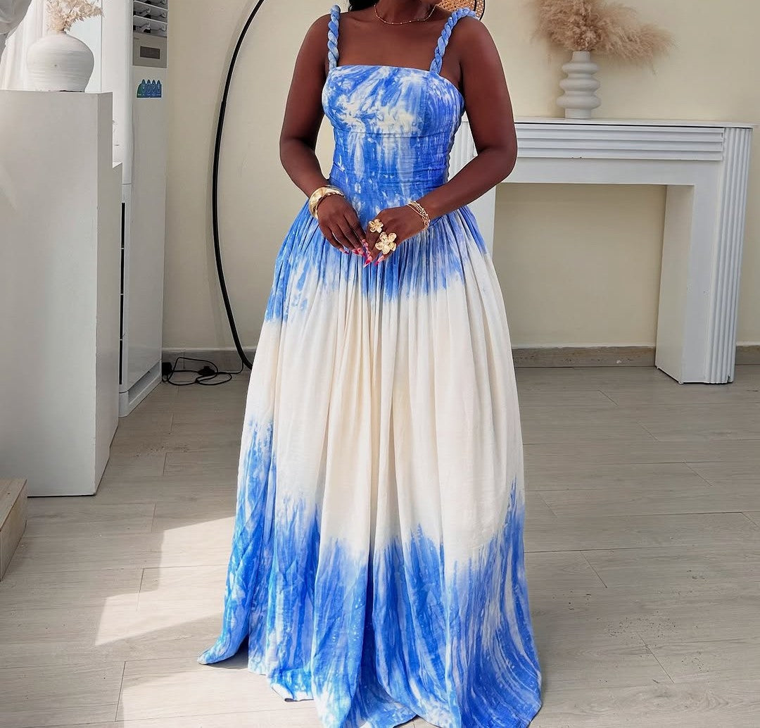 Blue Tie-Dye Maxi Dress