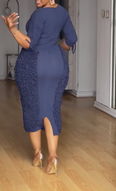 Hip-hugging drawstring sleeve pleated maxi skirt