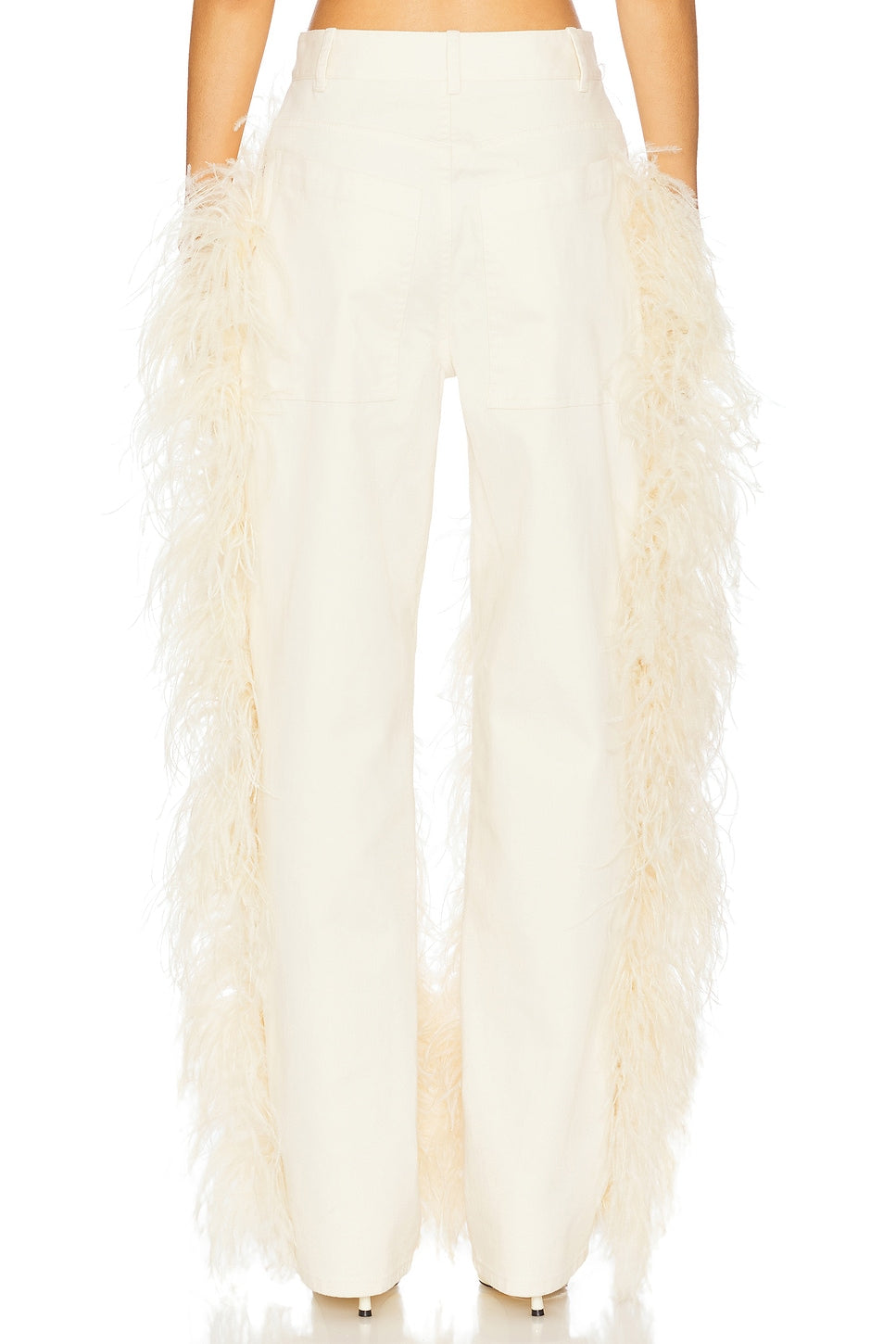 Denim Pant With Feathers