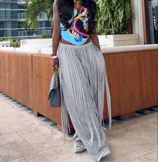 Grey Tassel Jogging Pants