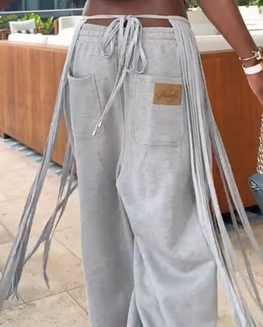 Grey Tassel Jogging Pants