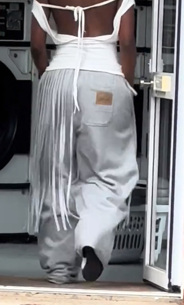 Grey Tassel Jogging Pants