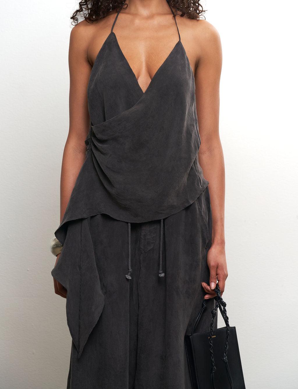Draped Top + Wide Leg Pants Set