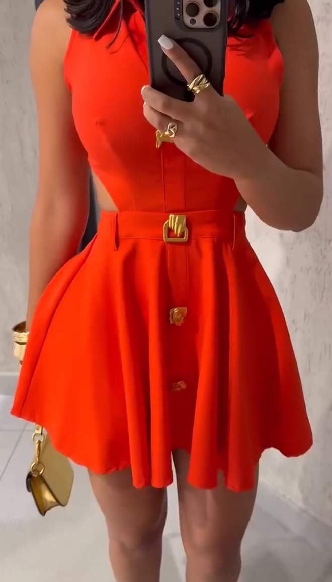 Stretchy Dress w/ gold bottoms