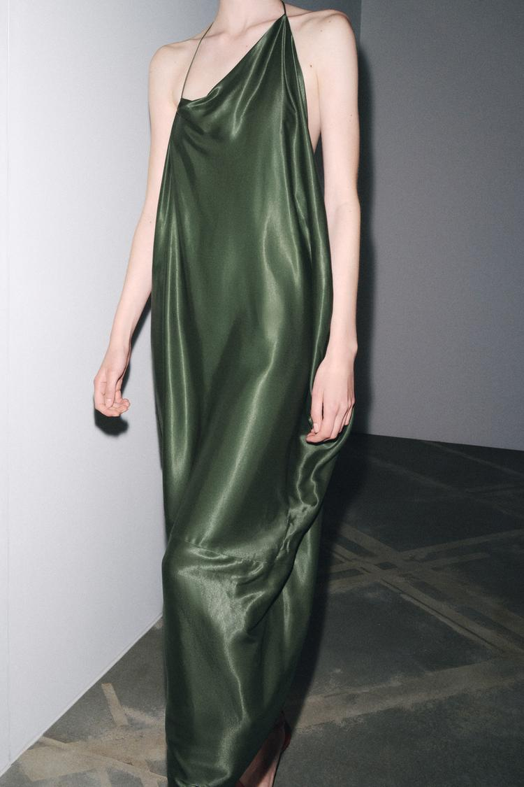 Asymmetric satin dress