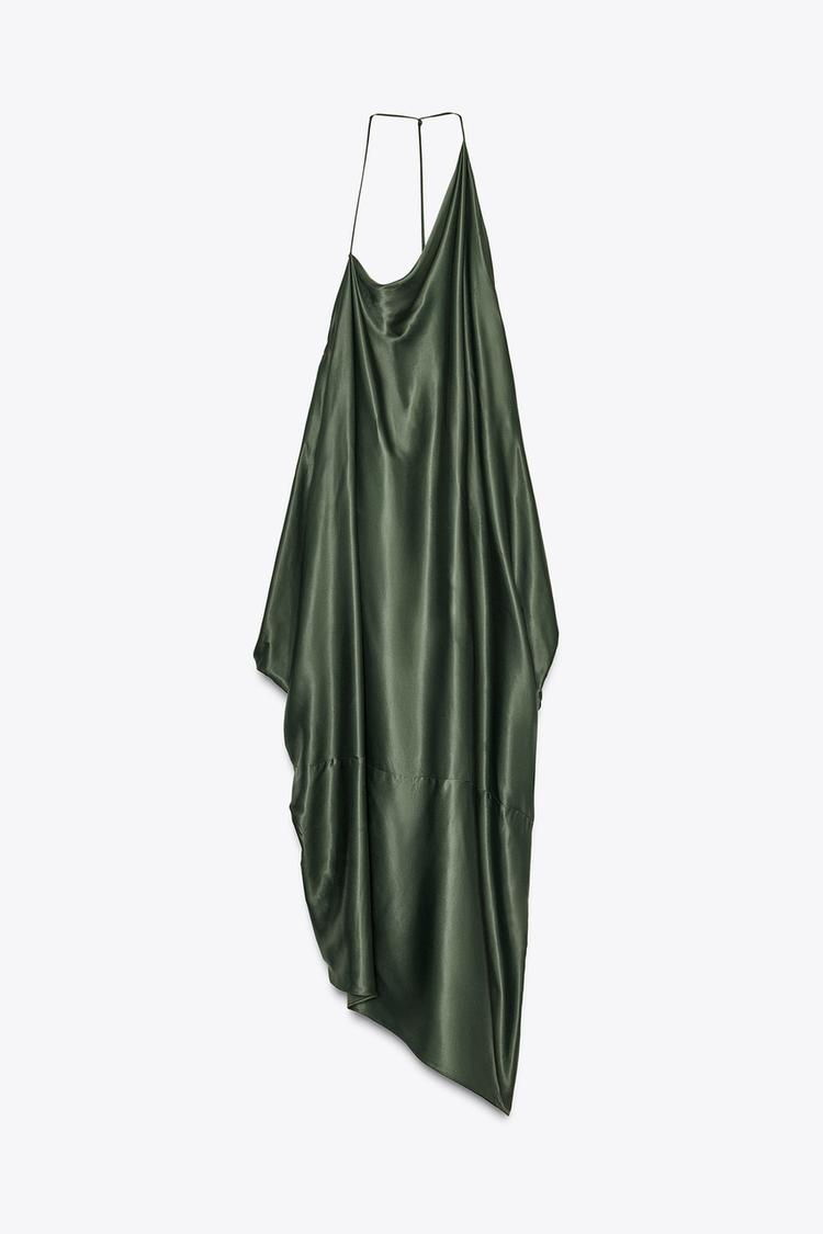 Asymmetric satin dress