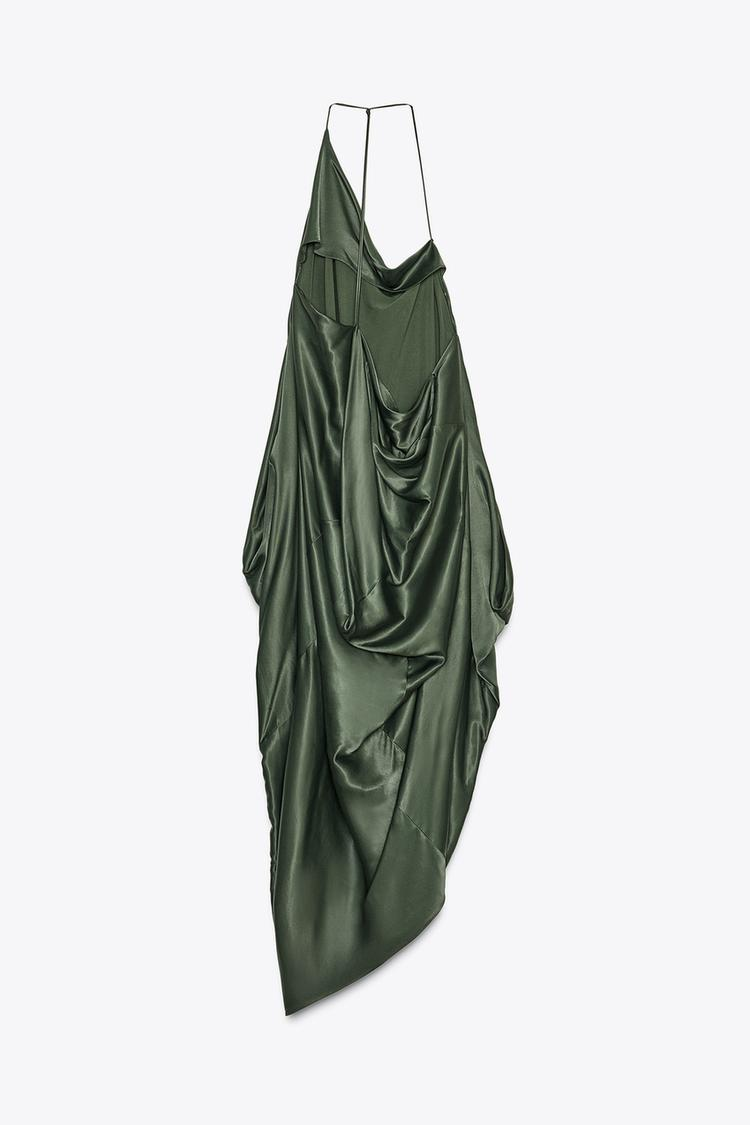 Asymmetric satin dress