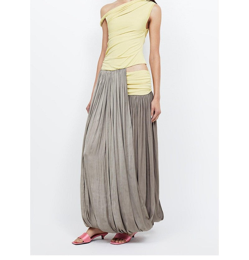 Asymmetric shoulder maxi dress