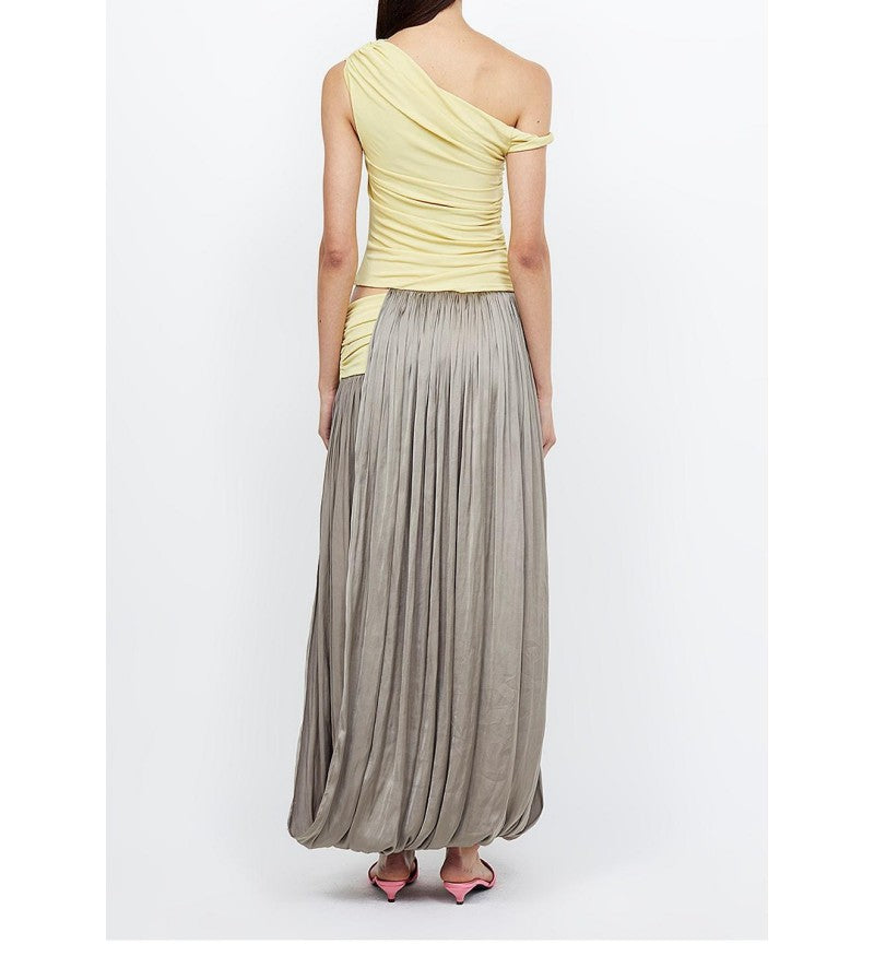 Asymmetric shoulder maxi dress