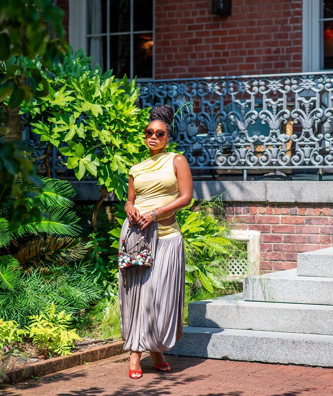 Asymmetric shoulder maxi dress