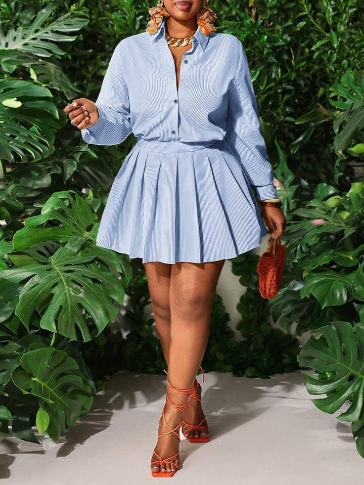 Women's Elegant Lightweight Striped 2 Pieces Set