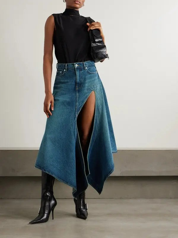 Irregular denim skirt