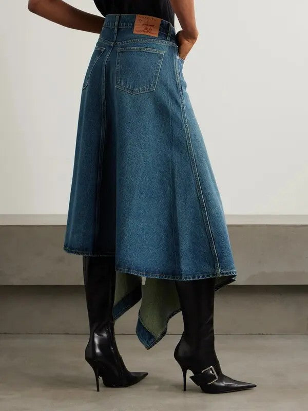Irregular denim skirt