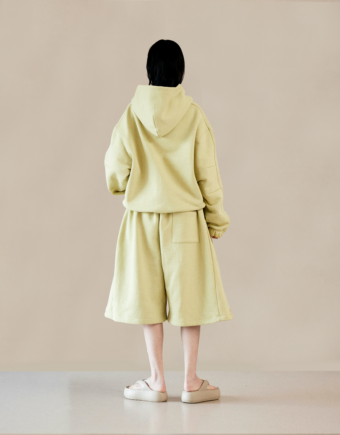 Lemon Yellow Loose Hooded Sweatshirt Set