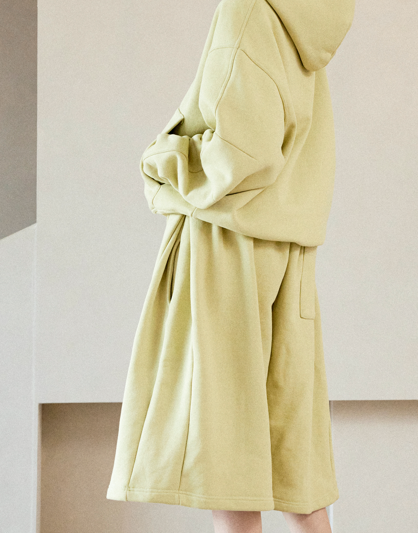 Lemon Yellow Loose Hooded Sweatshirt Set