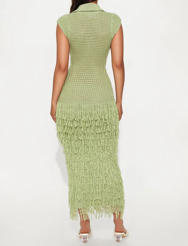 Crochet Maxi Dress - Green