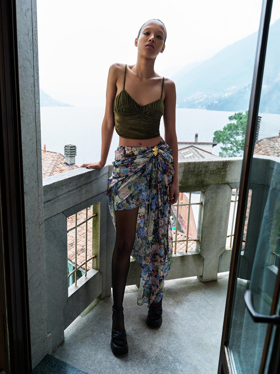 Floral draped skirt