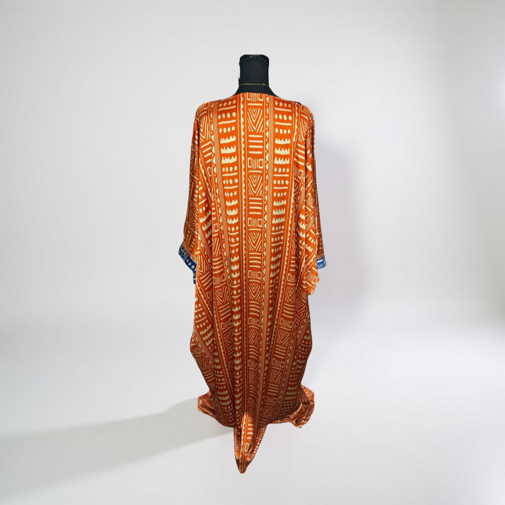 V-neck drawstring silk maxi dress