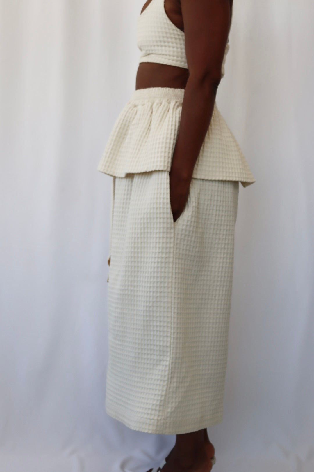 Cream Honeycomb Cotton Suit