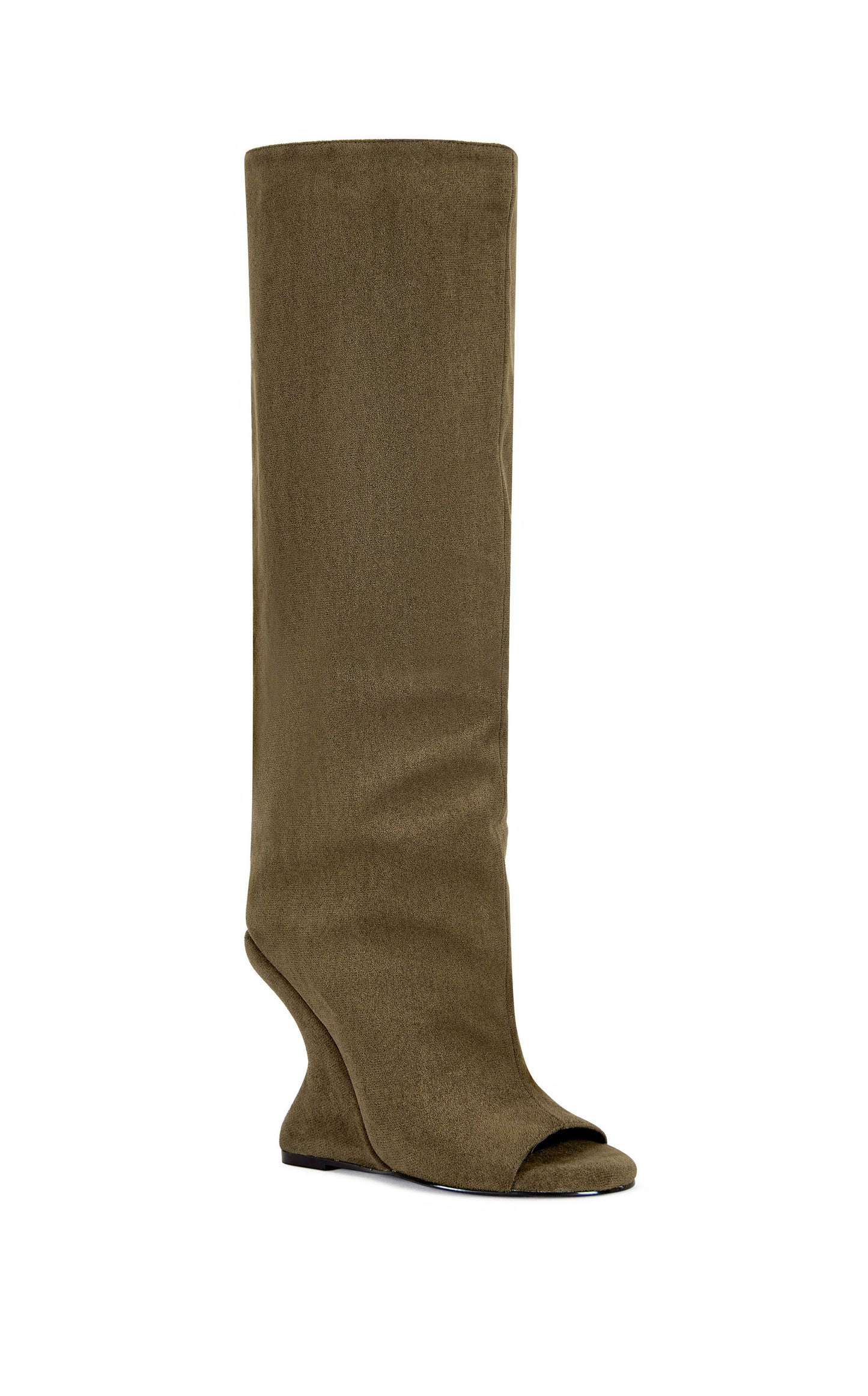 Olive wedge boots