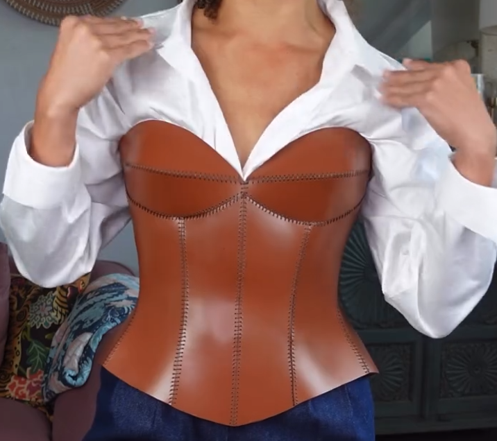 Brown Mocha Leather Corset