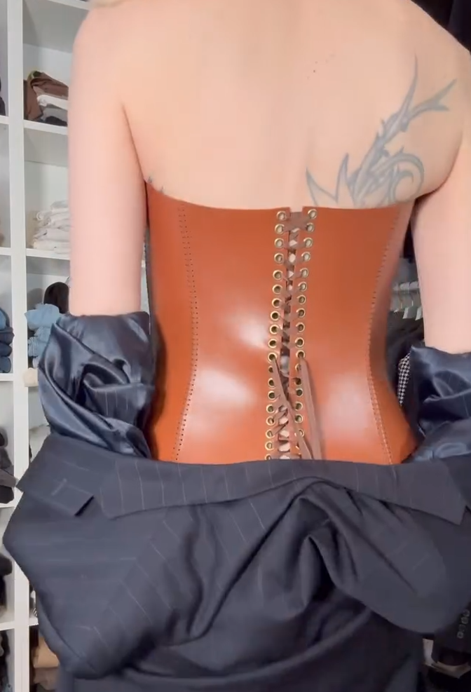 Brown Mocha Leather Corset