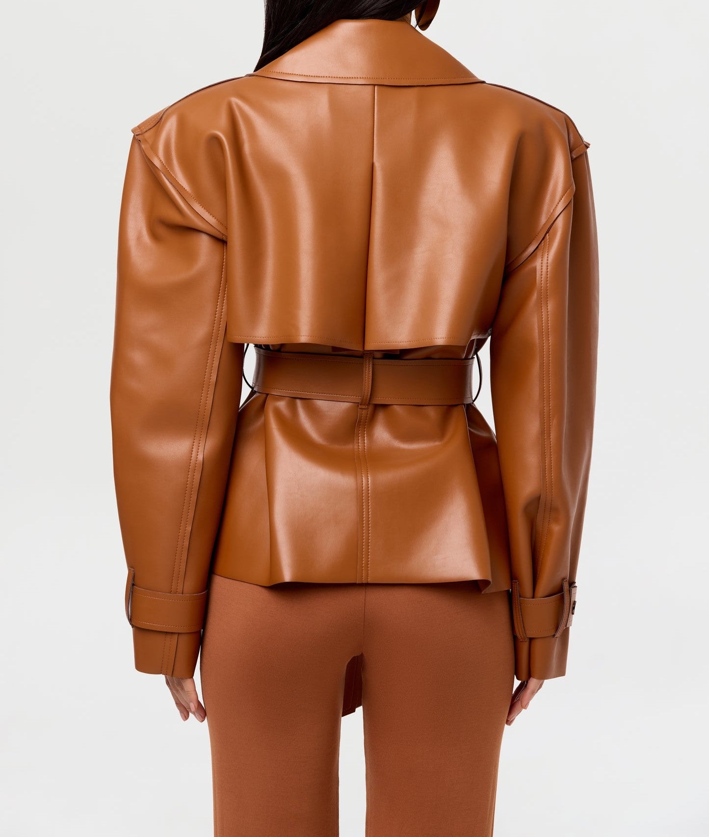 Vegan leather oversized trench coat