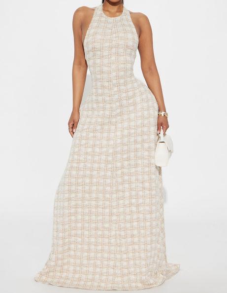 Halter neck backless dress