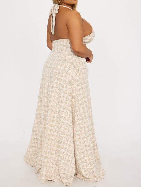 Halter neck backless dress