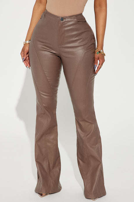Leather waterproof flared pants