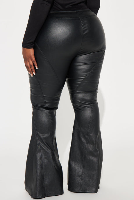 Leather waterproof flared pants