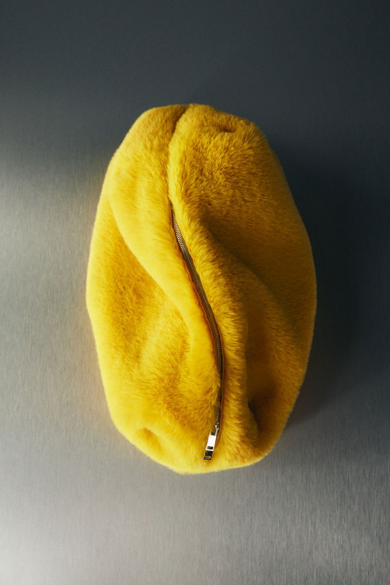 Oversized faux fur clutch