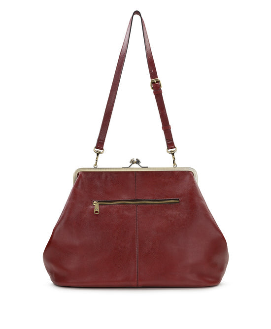 Large Kiss Lock Bag in Rugged Natural Grain Leather