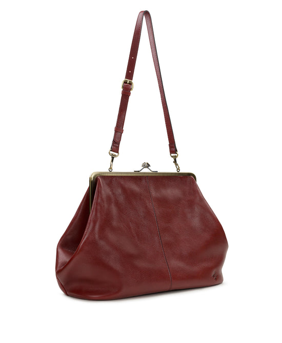 Large Kiss Lock Bag in Rugged Natural Grain Leather