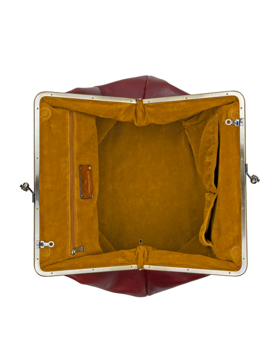 Large Kiss Lock Bag in Rugged Natural Grain Leather