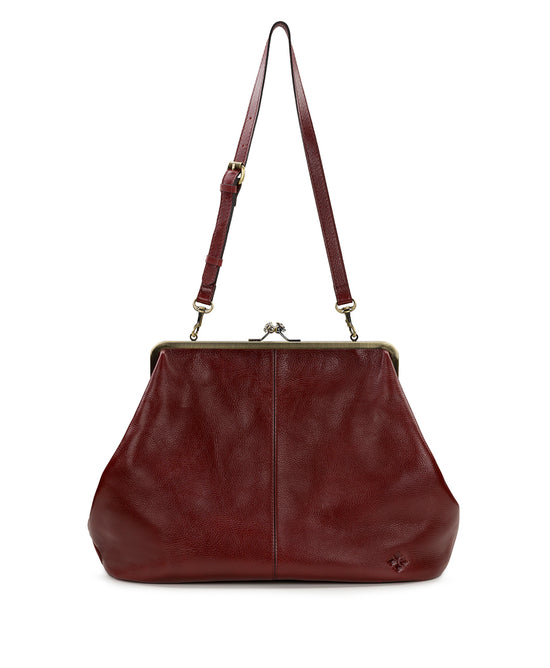 Large Kiss Lock Bag in Rugged Natural Grain Leather