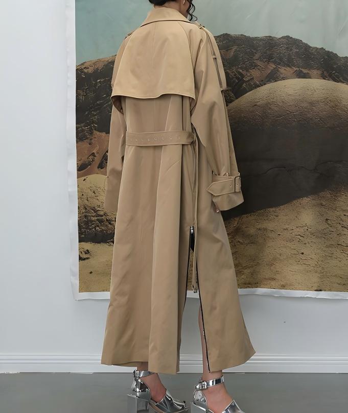 Long patchwork trench coat