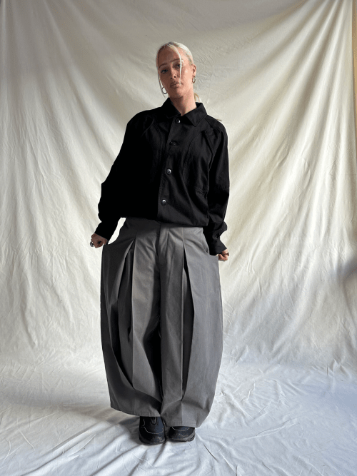 Cream Extreme Pleated Trousers